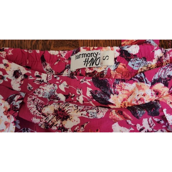 Harmony & Havoc Pink Floral Palazzo Pants Open Leg Capris Length Sz Small Tags - Picture 6 of 6